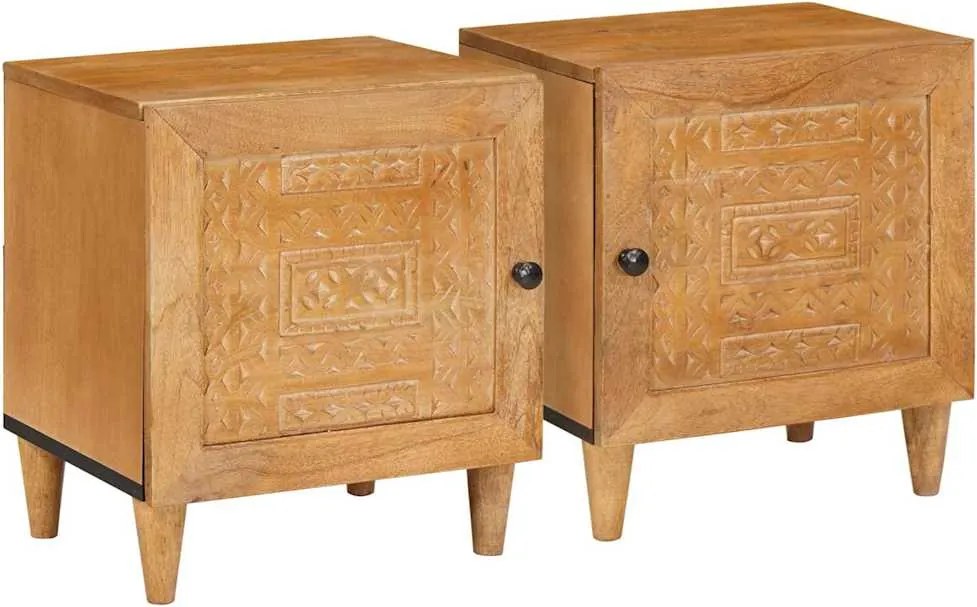vidaXL Dulap de noapte 2 pcs Maro deschis 40 x 33 x 46 cm
