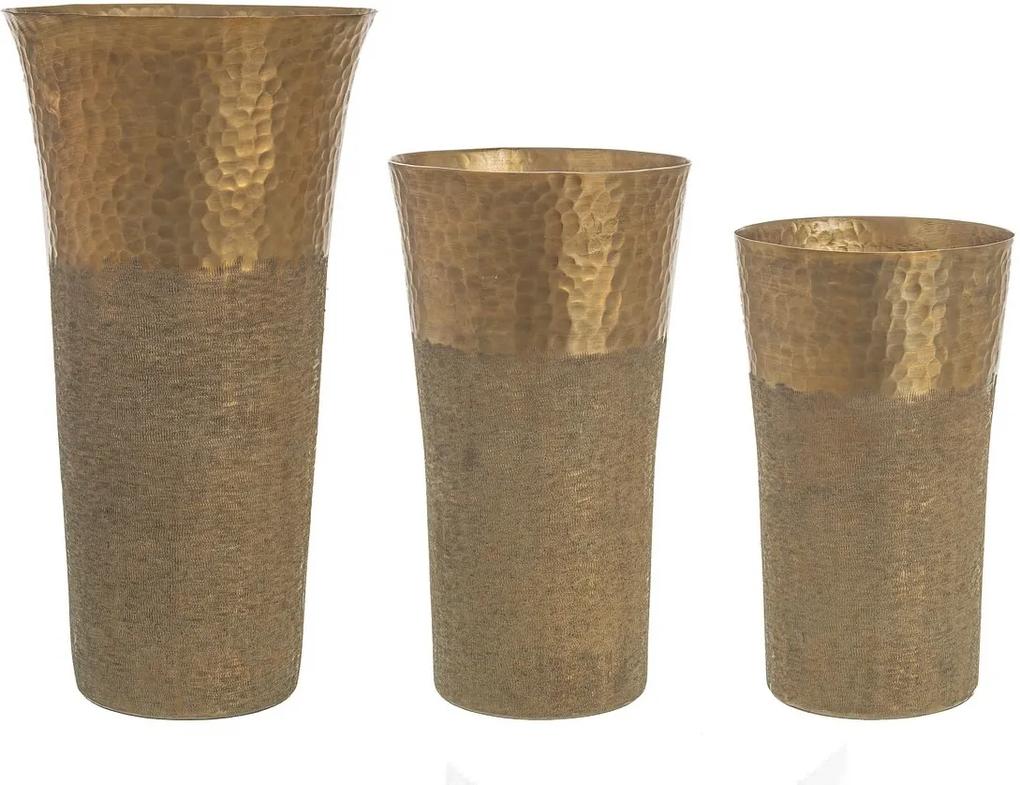 Set 3 vaze metal auriu antic Hammel  Ø 16.5 cm x 34 h