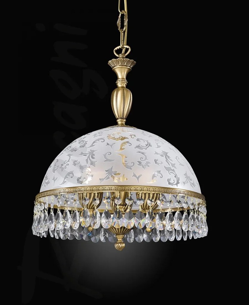 Lustra design clasic realizata manual din alama si Cristal Scholer 6200