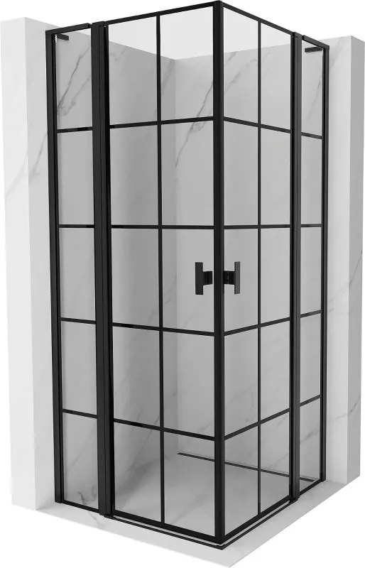 Mexen Mist L Duo cabină de duș cu ușă batantă 120 x 120 cm, grilaj negru, negru - 8A4L-120L-120P-70-77