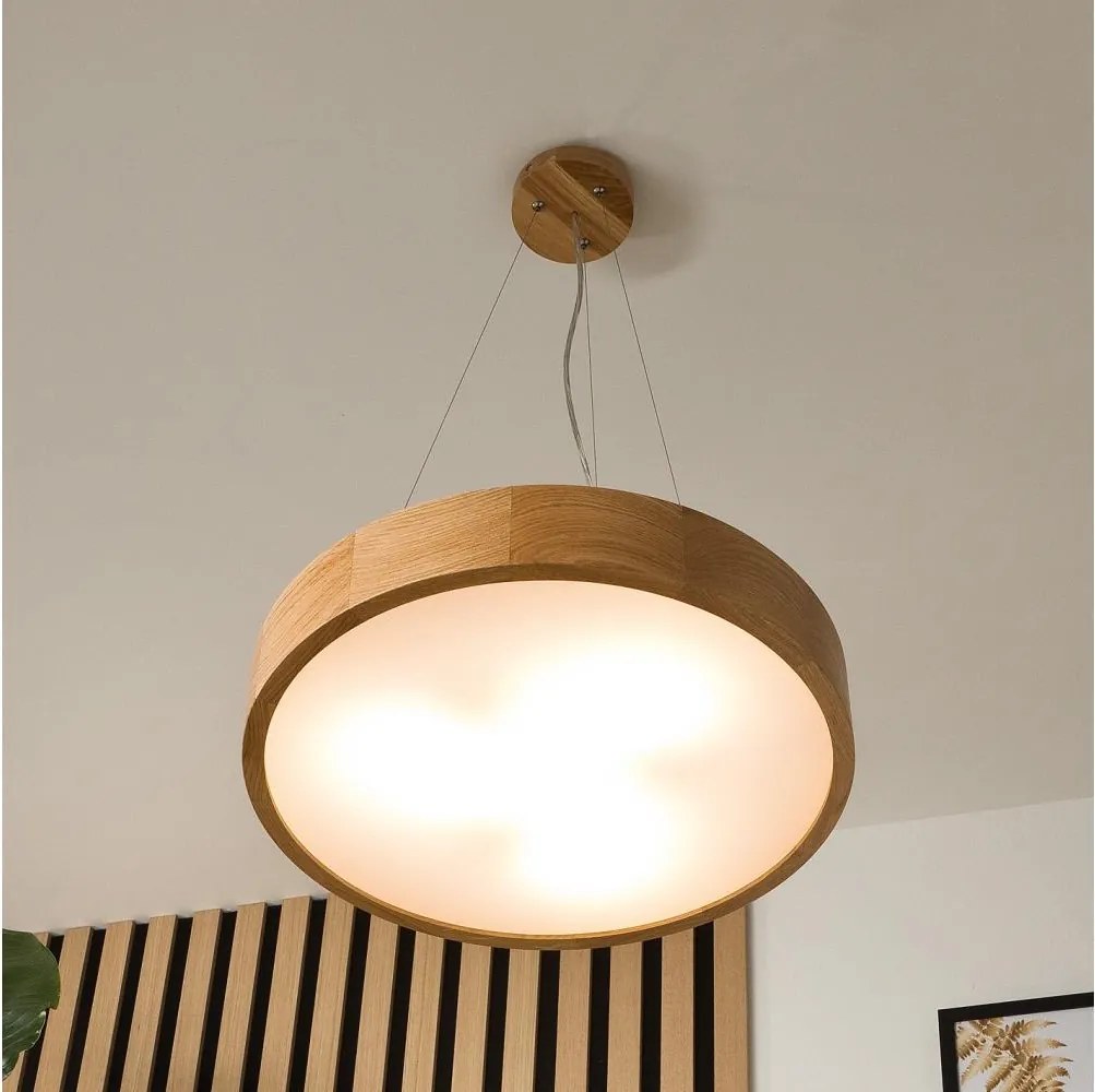 Brilagi - Lustru LED RGBW reglabil CARVALHO, 3x E27/15W/230V, Wi-Fi, stejar, Ø 47,5 cm