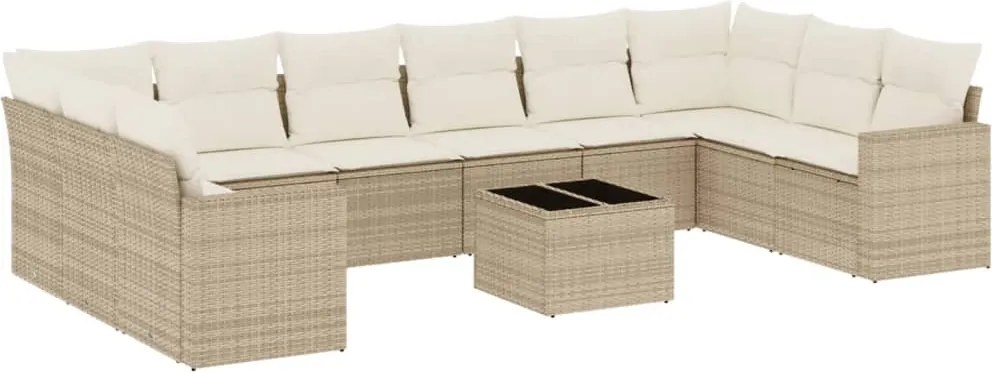 vidaXL Set canapele de grădină cu perne, 11 piese, bej, poliratan