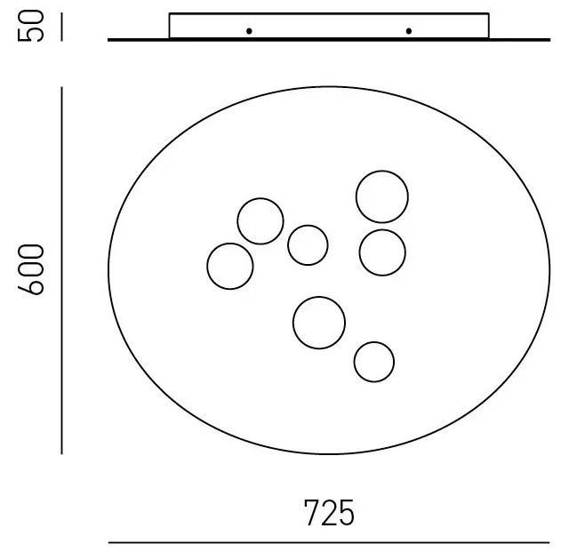 Plafoniera moderna Luna 60x72,5cm, alb sau gri