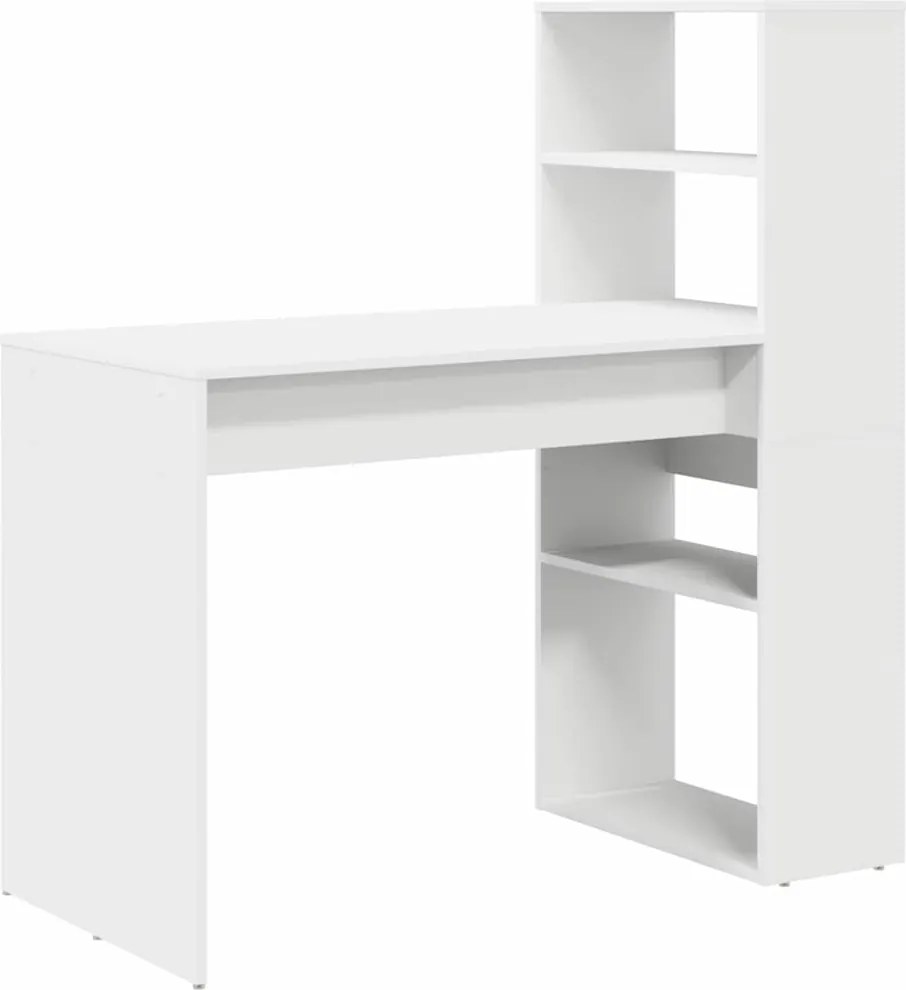 vidaXL Birou cu raft cu depozitare Alb 113 x 54 x 120 cm Lemn compozit