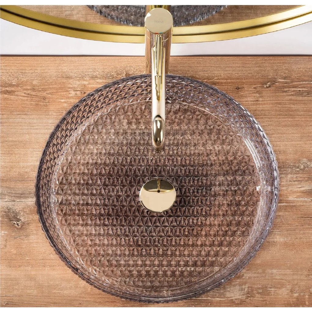 Rea Cristal lavoar 39x39 cm rotund de blat gri piatra REA-U8880