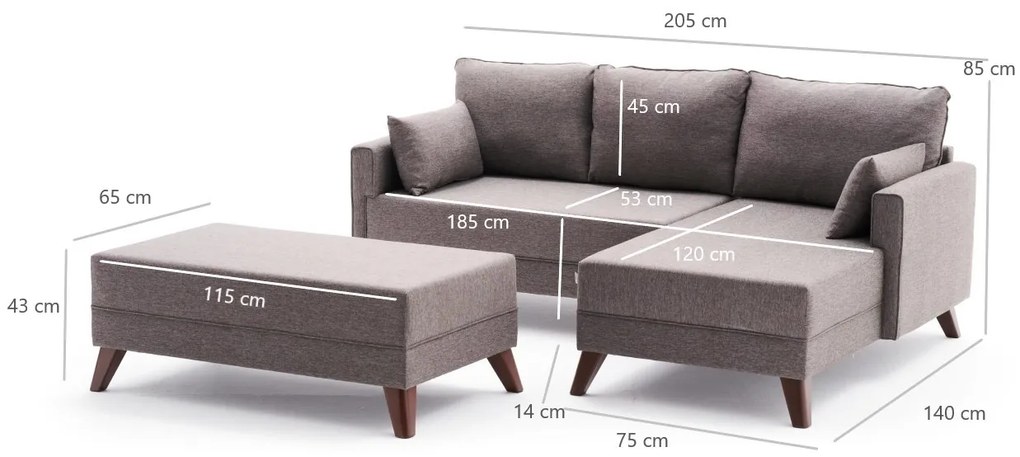 Canapea extensibilă Bellina (maro) (D). 1063013