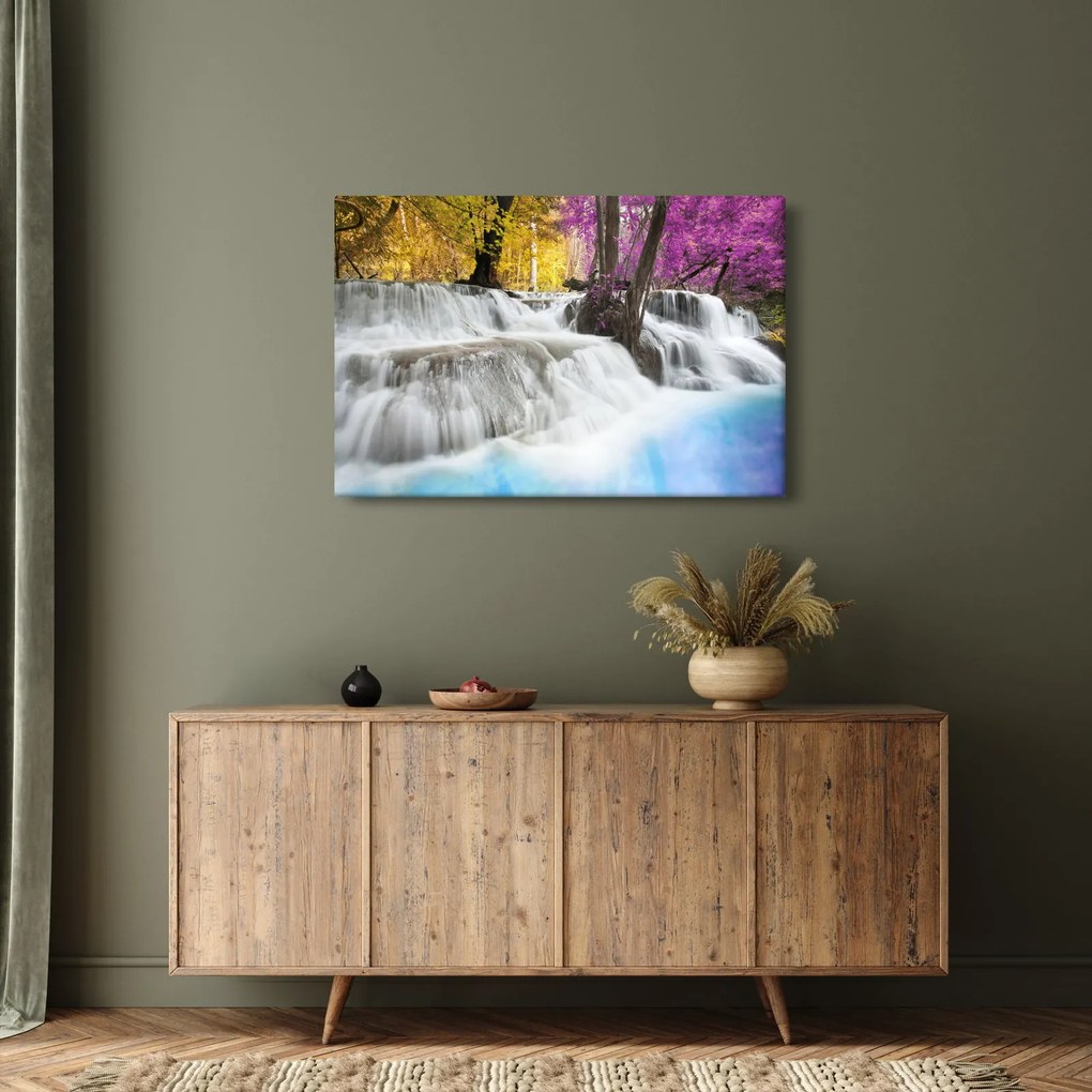 Tablou cu Erawan cascadă în pădure (90x60 cm)