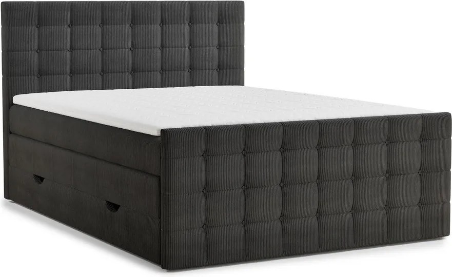 Pat boxspring gri antracit cu spațiu de depozitare 160x200 cm Tasca – Maison de Rêve