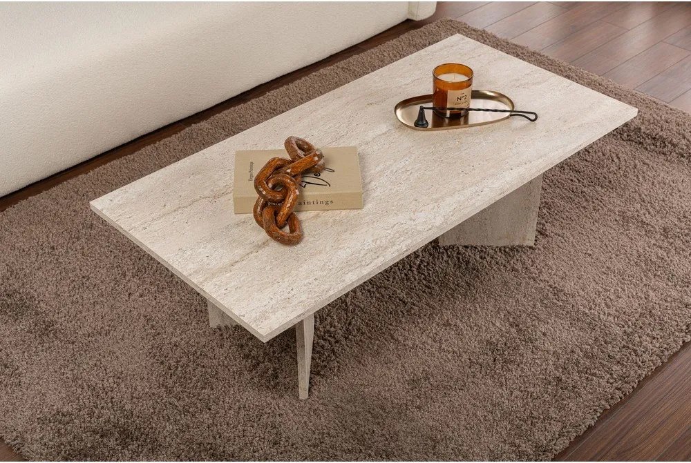 Măsuță de cafea bej cu aspect semi-lucios 60x119 cm Sabin – Kalune Design