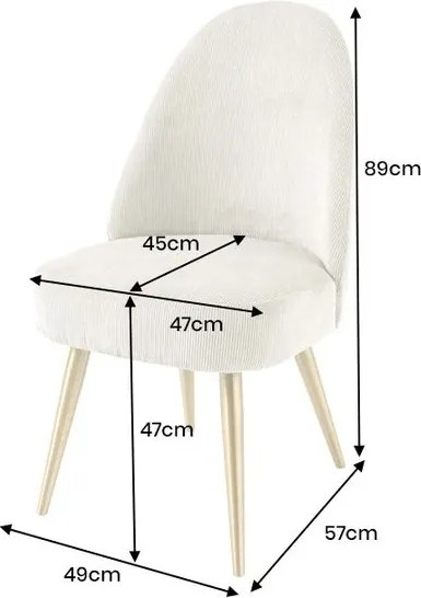 Set de 2 scaune, Catifea Raiata, Bej, MIA CASA, A-45926 VC