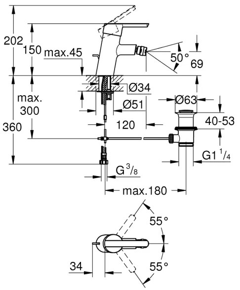 GROHE 32558000 - Baterie pentru bideu FEEL DN 15, crom lucios