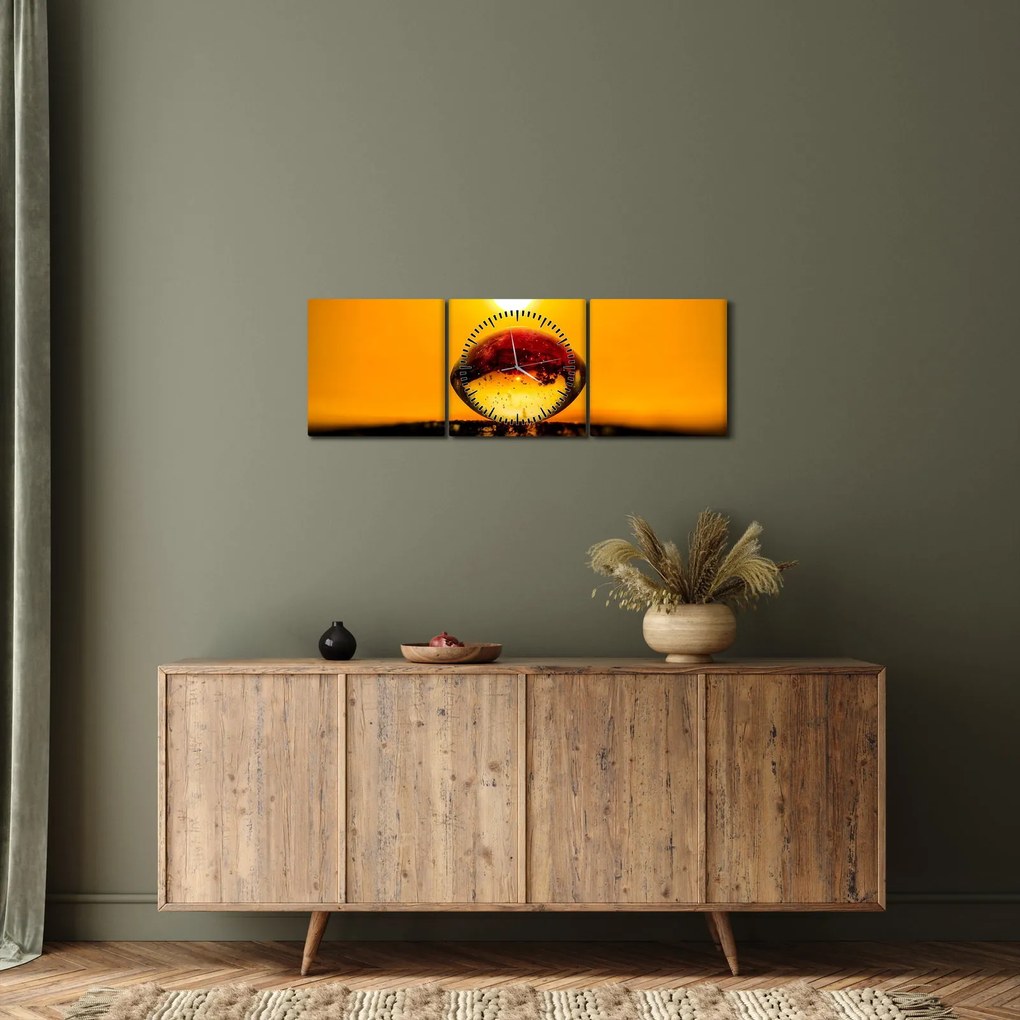 Tablou - Picături din sticlă (cu ceas) (90x30 cm)
