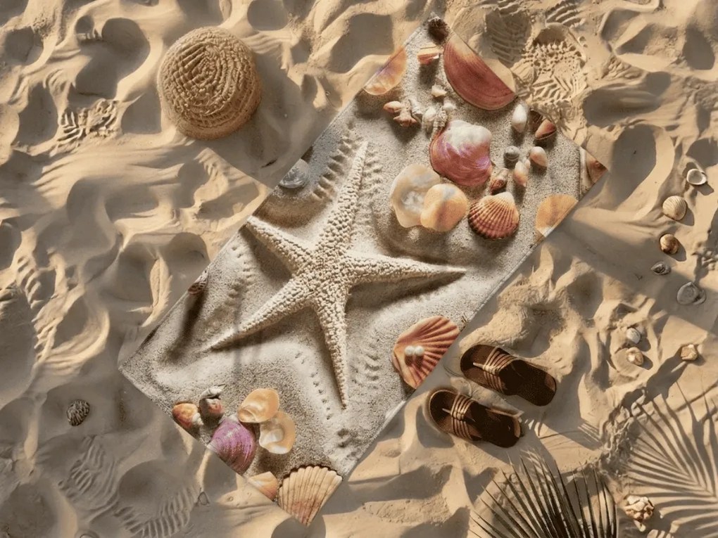 Prosop de plaja cu uscare rapida OCEAN SAND colorat 70 x 140 cm, 100% microfibra