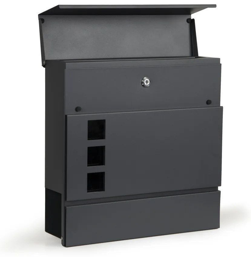 Cutie poștală din oțel galvanizat cu suport pentru ziare antracit