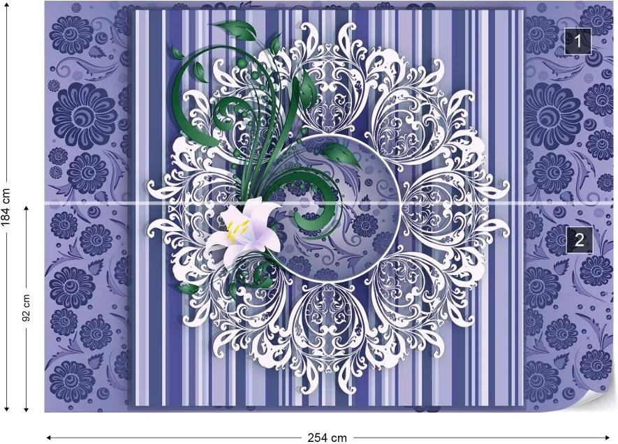 Fototapet GLIX - Vintage Floral Pattern Purple + adeziv GRATUIT Tapet nețesute - 254x184 cm