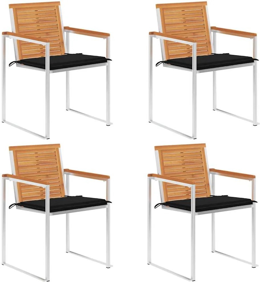 vidaXL Scaune de grădină cu perne, 4 buc., lemn masiv de acacia