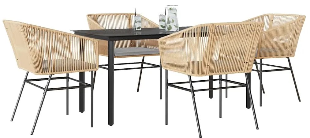 vidaXL Set mobilier de grădină cu perne 5 piese maro sticlă polirattan