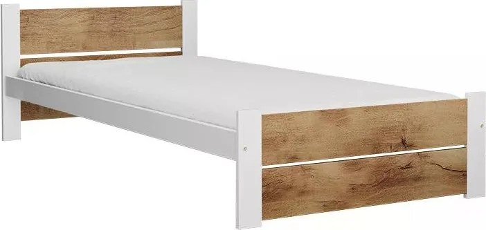 Pat IKAROS DOUBLE 80 x 200 cm, alb/dub artisan Saltele: Cu saltele Deluxe 10 cm, Somiera pat: Cu lamele drepte