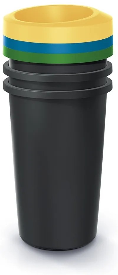 Set pubele pentru deseuri sortate, rotunde, 3 x 25 l, colorate