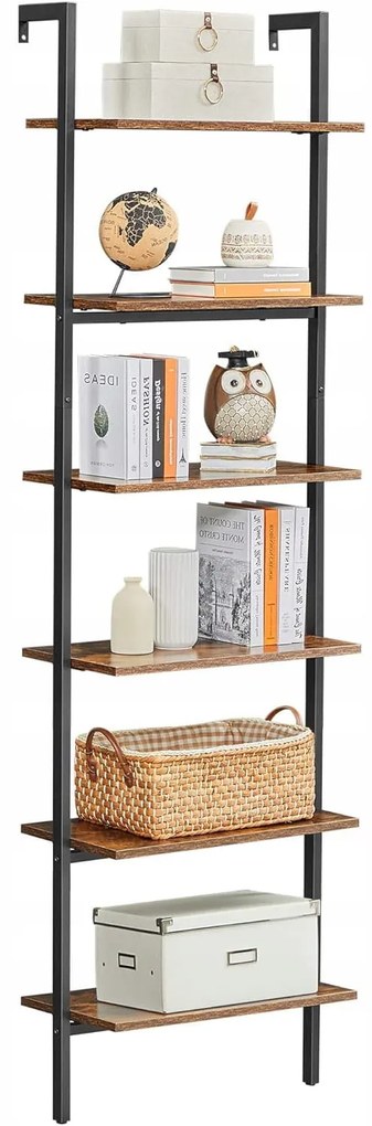 Raft de perete TAYLOR cu 6 polite 204,8x60 cm, maro rustic