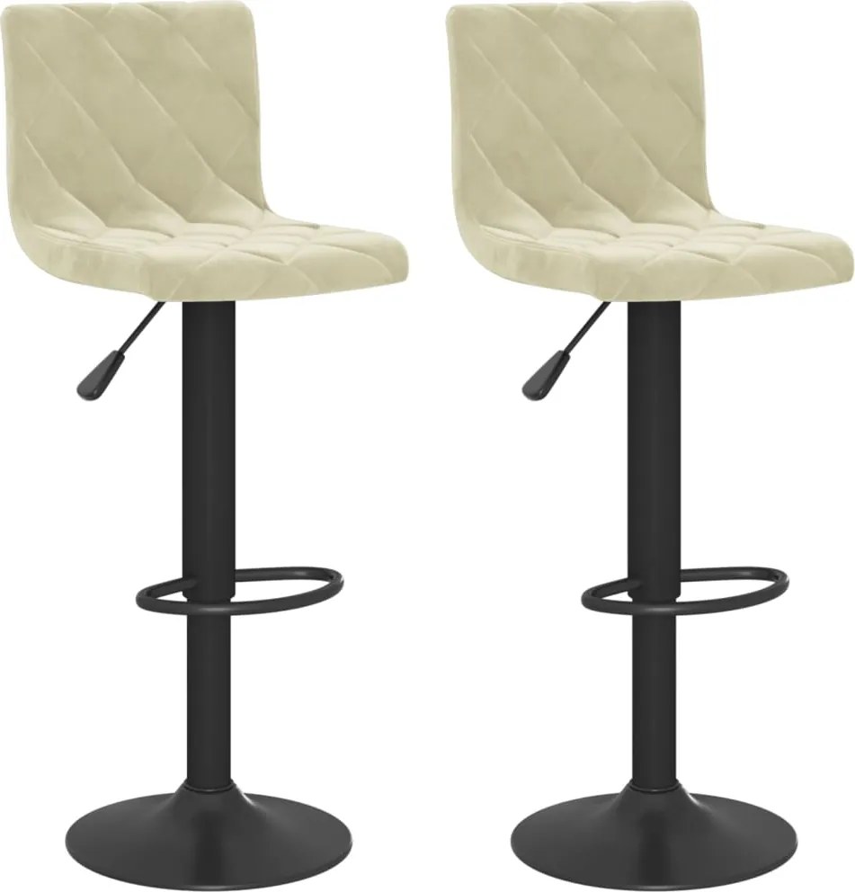 vidaXL Scaune de bar, 2 buc., crem, catifea