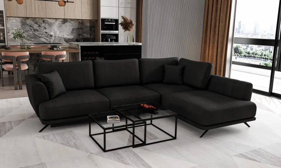 Coltar extensibil cu spatiu pentru depozitare, 276x191x90 cm, Larde R02, Eltap (Culoare: Negru - Vero 10)