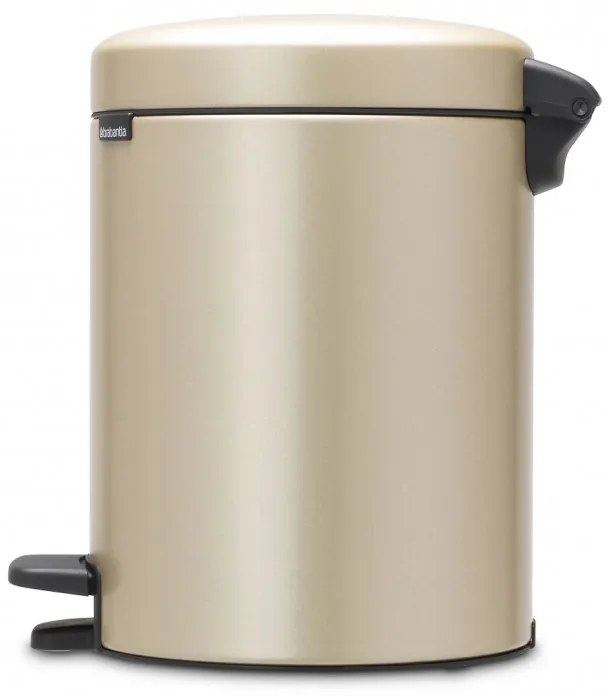Cos de gunoi cu pedala Brabantia NewIcon 1003198, 5 L, Inchidere lina, Baza antiderapanta, Auriu metalic