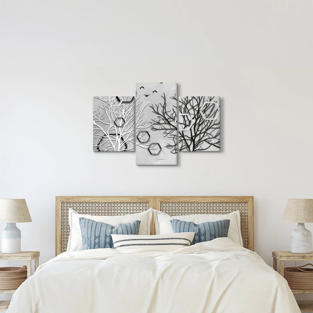 Tablou abstract cu pomi (90x60 cm)