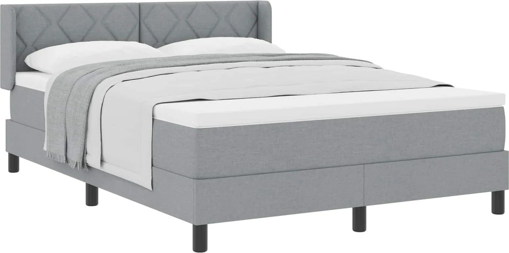 vidaXL Pat cu arcuri cu saltea Gri deschis 200 x 160 cm țesătură
