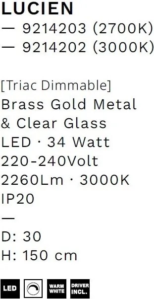 Lustra LED suspendata design decorativ LUCIEN 3000K