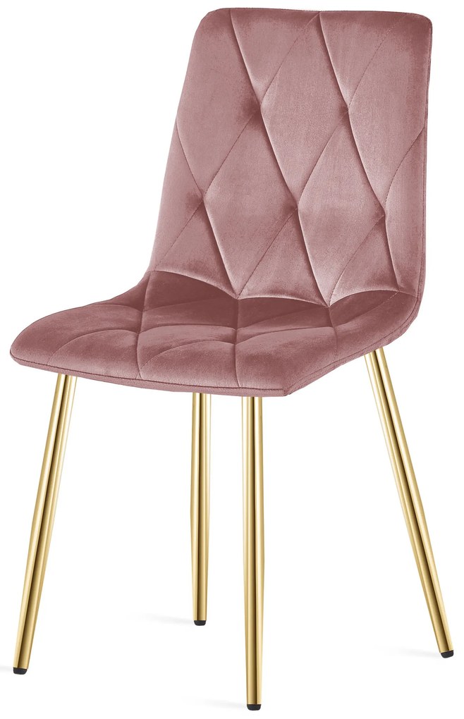 Scaun de dining din catifea roz LIBRA cu picioare aurii