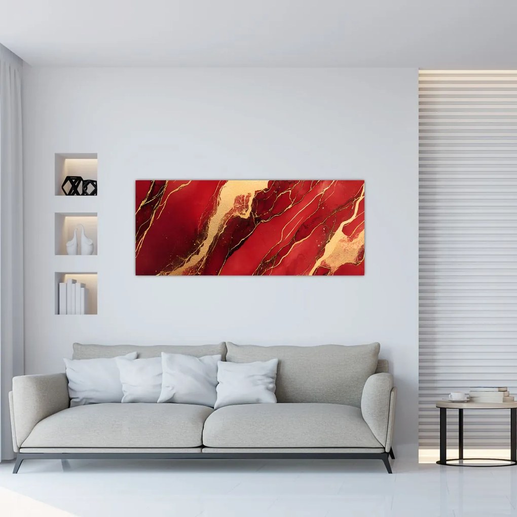 Tablou - Marmură roșu-auriu (120x50 cm)