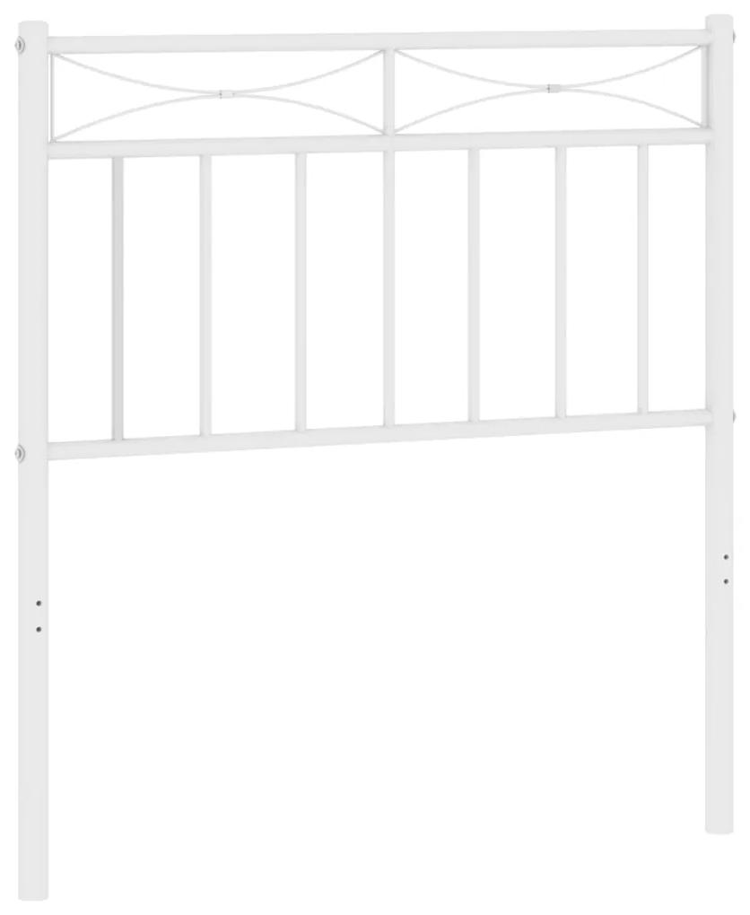 373767 vidaXL Tăblie de pat metalică, alb, 80 cm