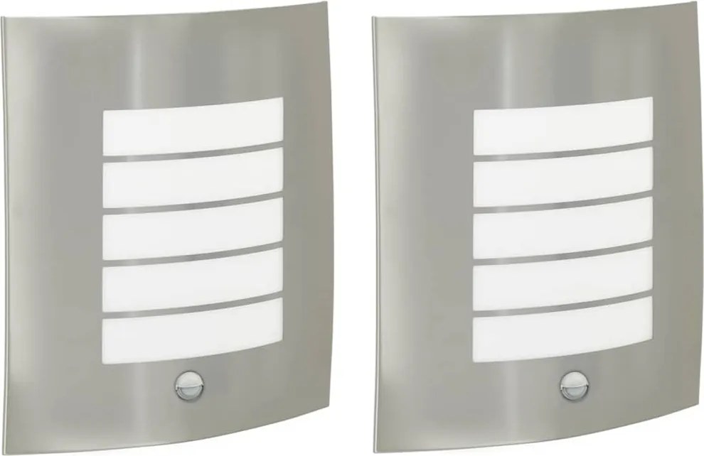 vidaXL Lumină de perete pentru exterior 2 pcs Argintiu
