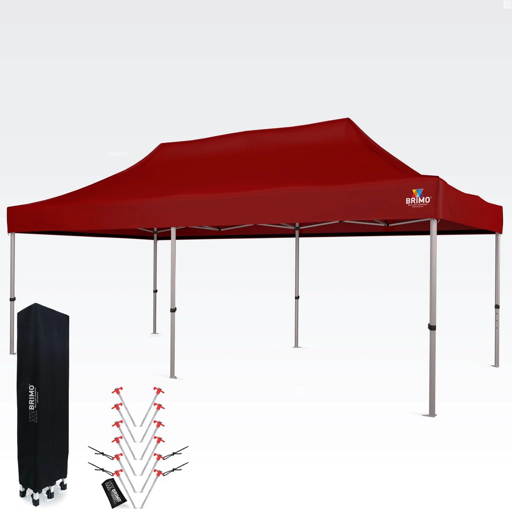 Cort tip foarfecă 3x6 m ALU fără pereți - Cadru din aluminiu, Impermeabil - fără pereți - Roșu
