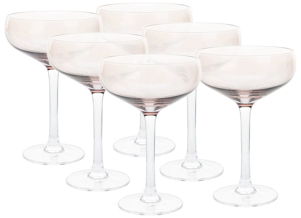 Pahare de cocktail, set de 6, 250 ml, maro închis fumuriu, LILO TIP 3
