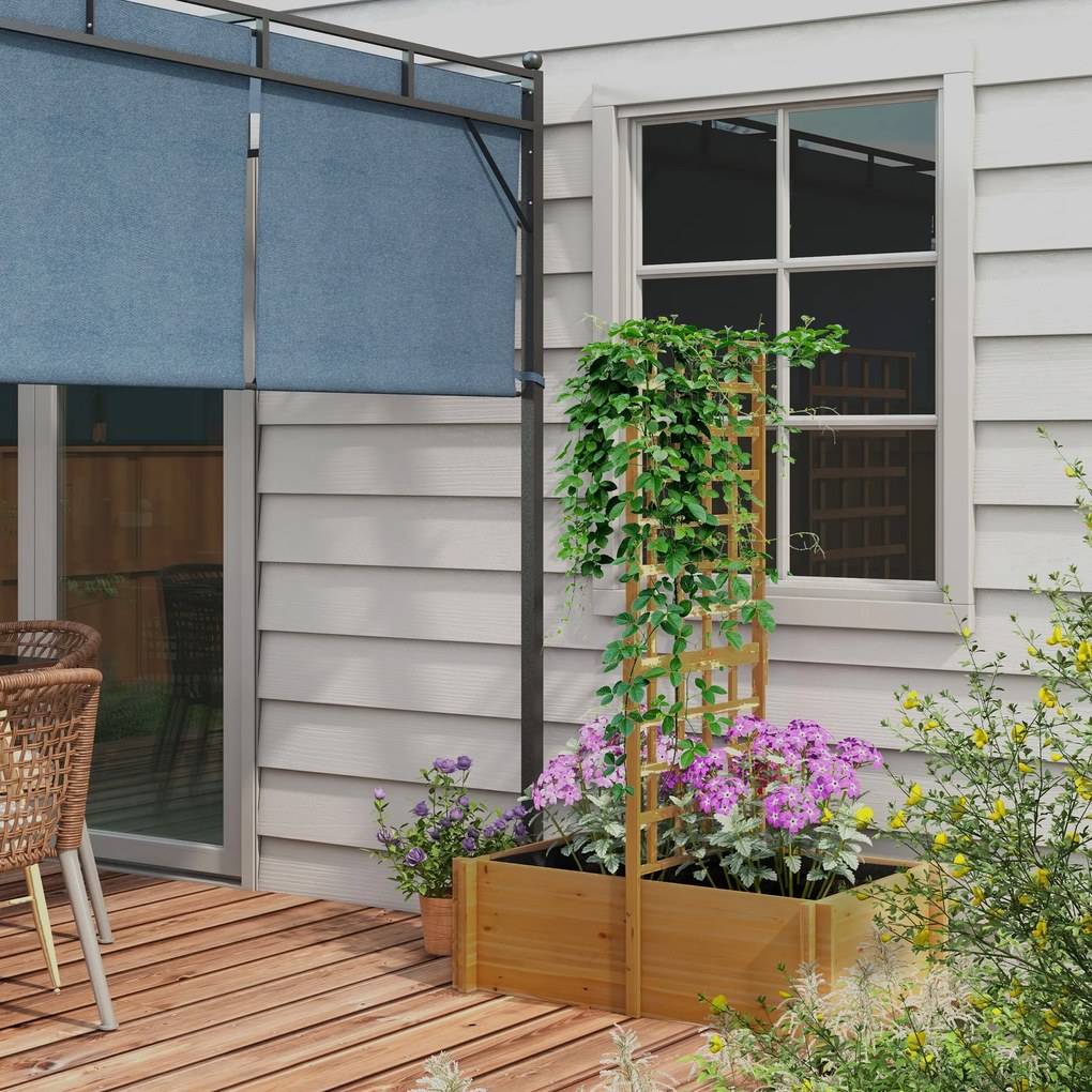 Outsunny Jardinieră cu spalier, ghiveci din lemn pentru plante cățărătoare, legume, 100 x 60 x 150 cm, natural | Aosom Romania