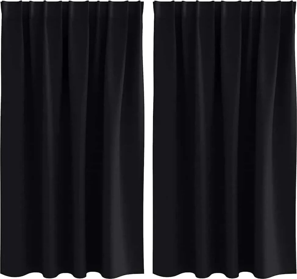 vidaXL Perdele Opaque cu Inel 2 pcs Negru 140 x 140 cm Poliester