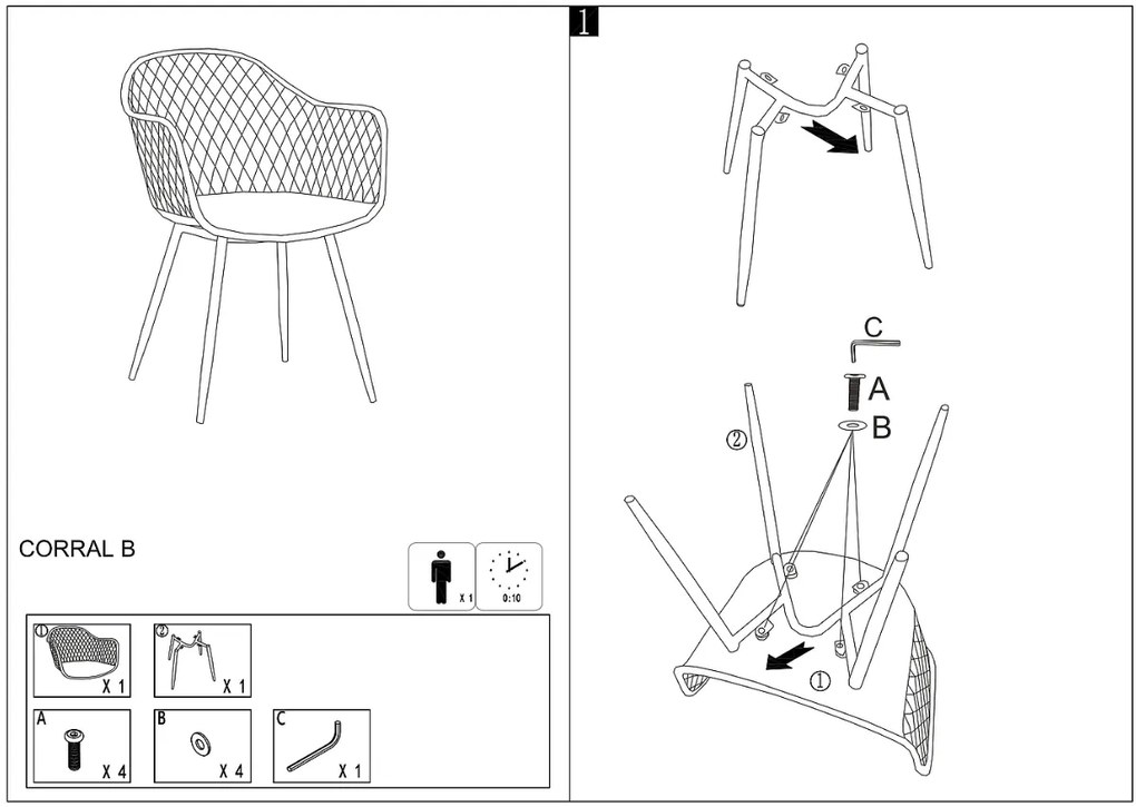 OFERTA Scaun din plastic alb CORRAL B II. calitate secundara