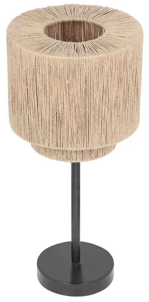 Lampă de masă Japandi neagră cu frânghie maro - Smilla