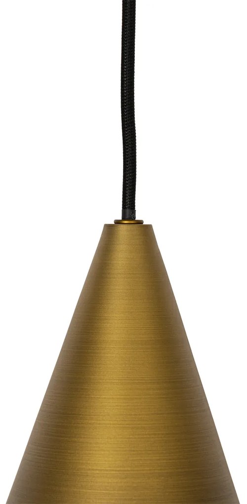 Lampă modernă suspendată aurie cu sticlă chihlimbar cu 3 lumini - Drop