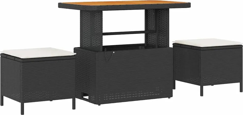 vidaXL Set de masă pentru grădină Negru poliratan