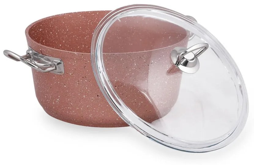 Cratiță din aluminiu înaltă cu capac Güral Porselen Classic, ø 24 cm, roz