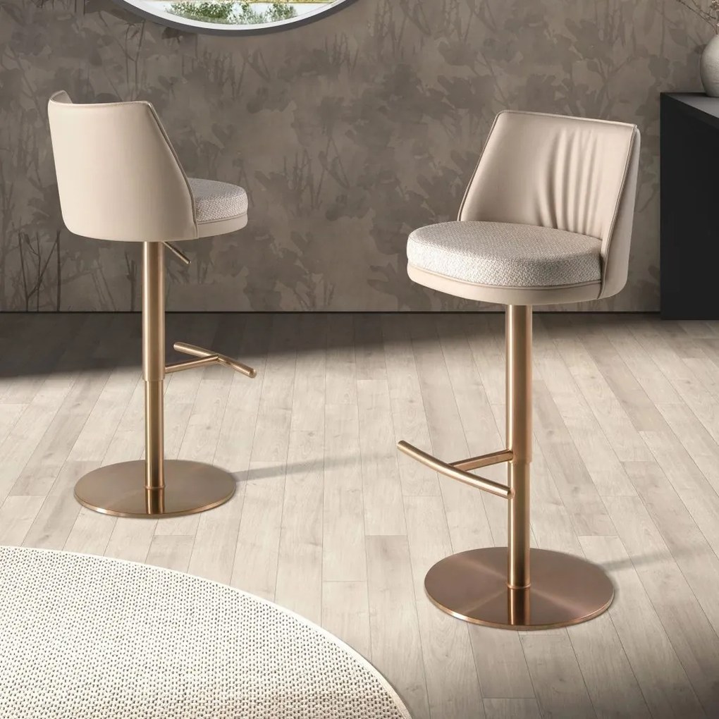 Scaun de bar pivotant cu inaltime reglabila Stool crem