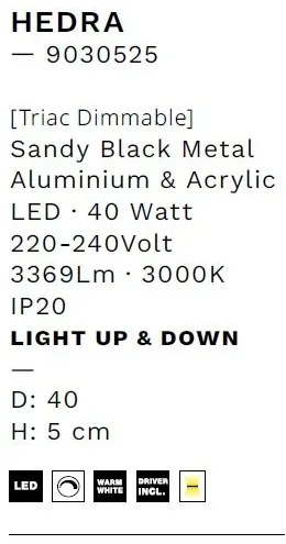 Lustra LED aplicata design modern minimalist HEDRA D-40cm negru