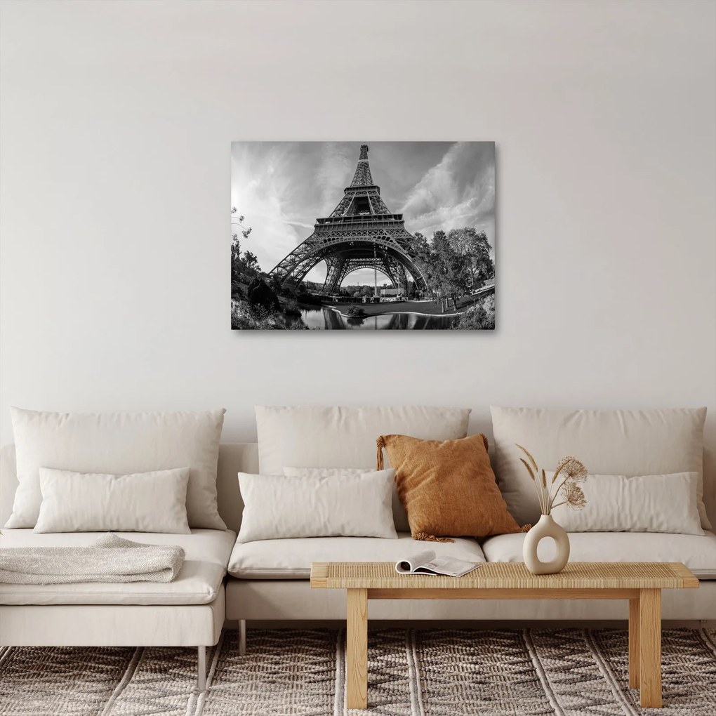 Tablou - Turnul Eiffel, alb-negru (70x50 cm)