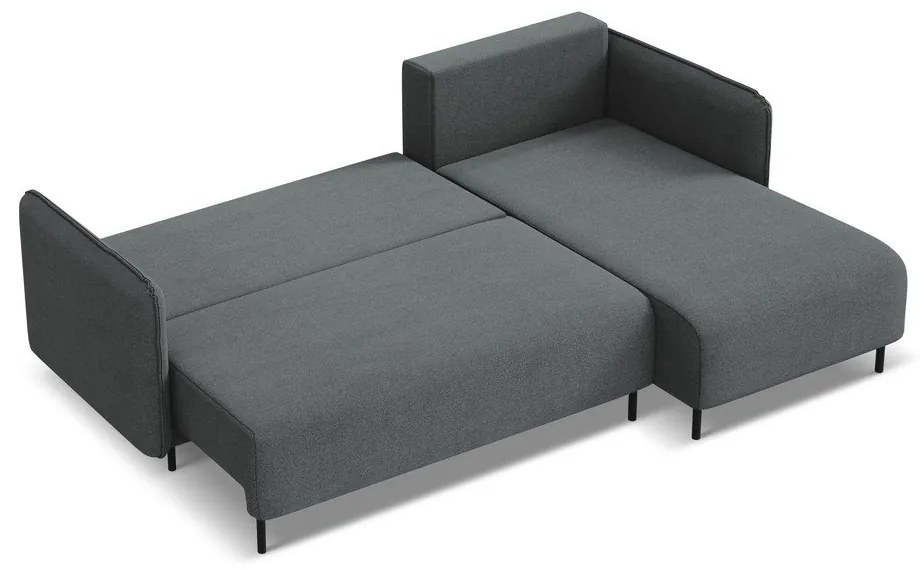 Colțar gri închis extensibil/cu spațiu de depozitare (cu colț pe partea dreaptă) Luana – Makamii