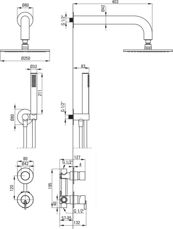 SILIA – Set de duș cu montare îngropată Finisaj: Bronz periat (NQS_C9YK) 🚿✨