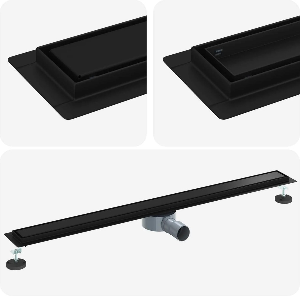 vidaXL Scurgere de duș 2 în 1 cu sifon 360° Negru 100 cm