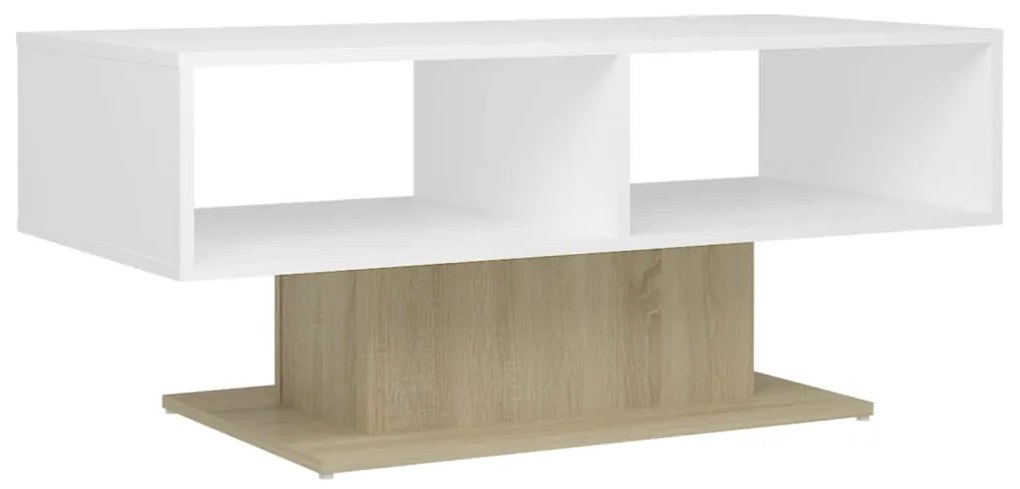 806827 vidaXL Măsuță de cafea, alb și stejar Sonoma, 103,5x50x44,5 cm